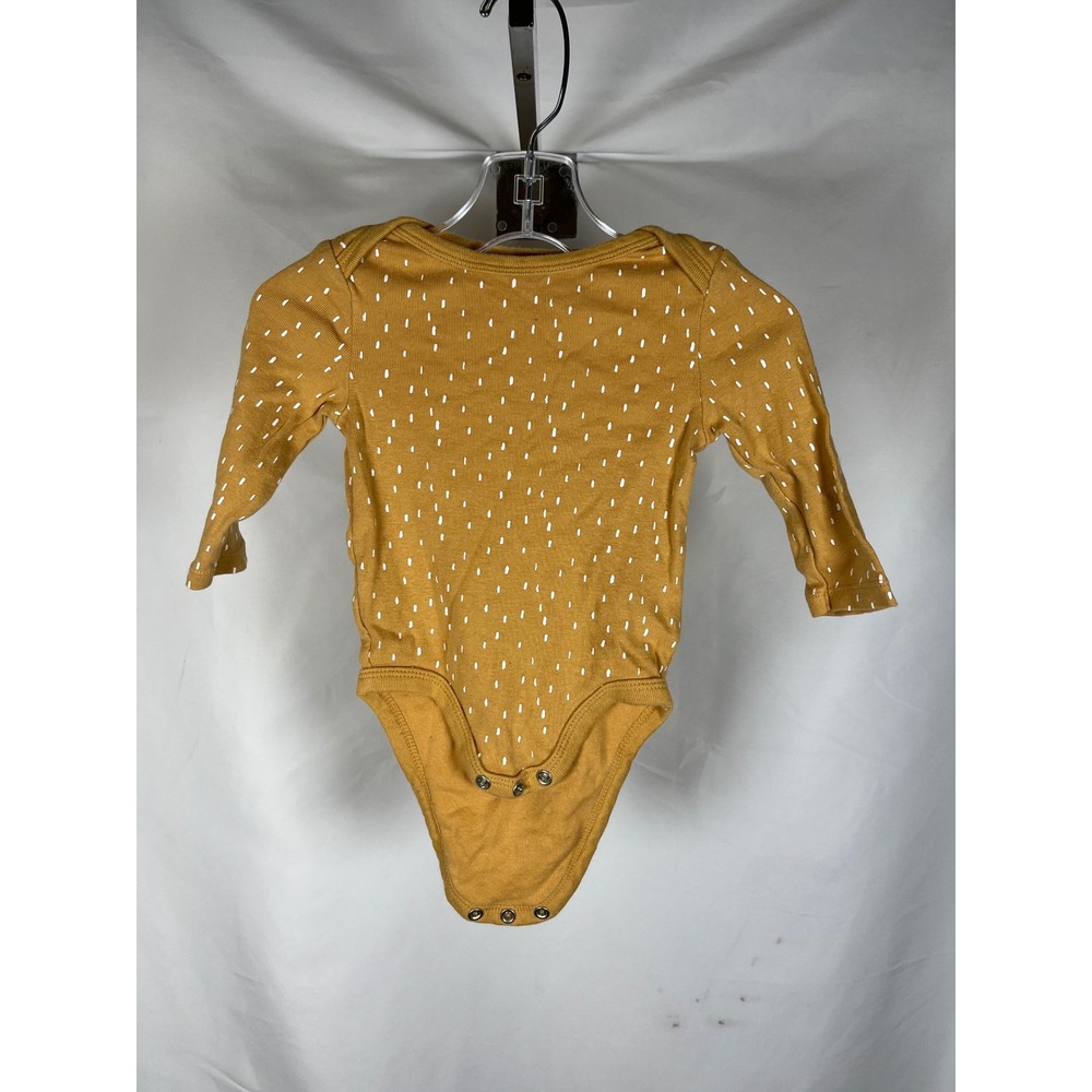 Cloud Island Baby Mustard Yellow White Dash Print Long Sleeve Bodysuit 3-6M
